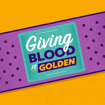 Mauve bandage that reads Giving is Golden
